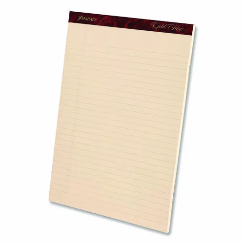 Ampad® Gold Fibre Writing Pads, Narrow Rule, 50 Sheets, 5 x 8 Inch, Canary-Yellow, 4/Pack