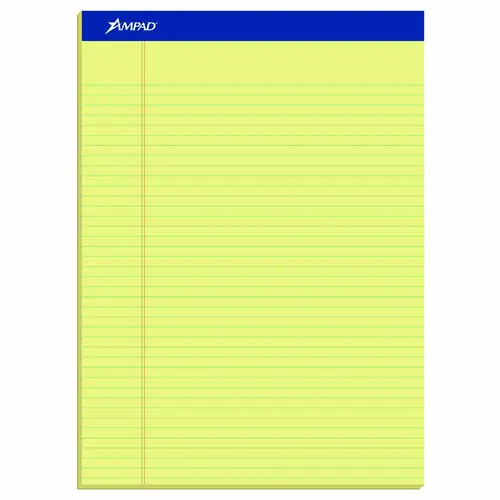 Ampad® Perforated Writing Pads, Narrow Rule, 50 Canary-Yellow Sheets, 8.5 x 11.75, Dozen