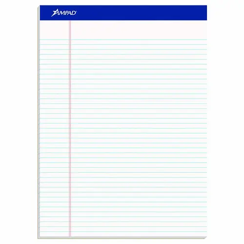 Ampad® Perforated Writing Pads, Narrow Rule, 50 White 8.5 x 11.75 Sheets, Dozen