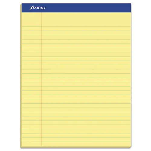 Ampad® Recycled Writing Pads, Wide/Legal Rule, 50 Canary-Yellow Sheets, 8.5 x 11.75, Dozen