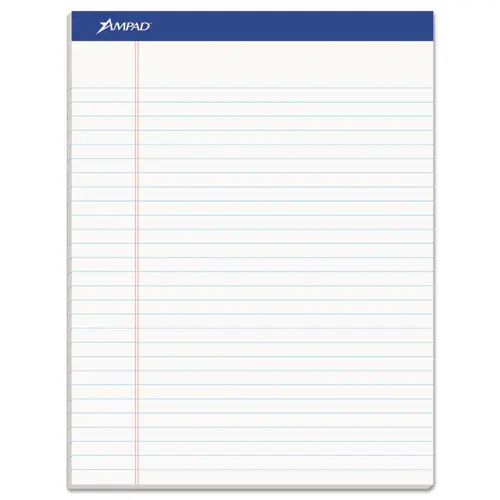 Ampad® Recycled Writing Pads, Wide/Legal Rule, 50 White 8.5 x 11.75 Sheets, Dozen