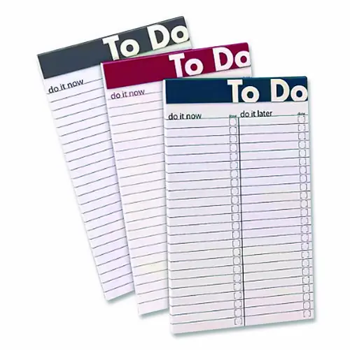 Ampad® To Do Notepads, List-Management Format, 50 White 5 x 8 Sheets, Assorted Headband Colors
