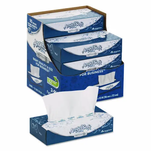 Angel Soft® ps Ultra Facial Tissue, 2-Ply, White, 125 Sheets per Box, 10 Boxes per Carton