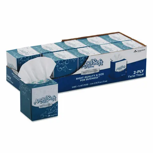 Angel Soft® ps Ultra Facial Tissue, 2-Ply, White, 96 Sheets per Box, 10 Boxes per Carton