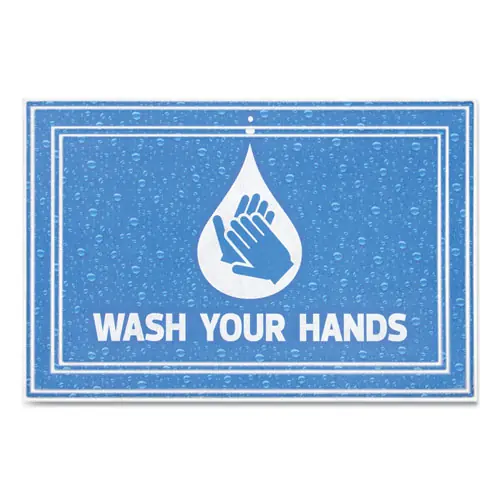 Apache Mills® Message Floor Mats, Blue, "Wash Your Hands"