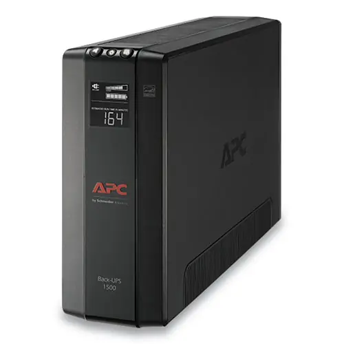 APC® BX1500M Back-UPS PRO BX Series Compact Tower Battery Backup System, 10 Outlets, 1,500 VA, 789 J