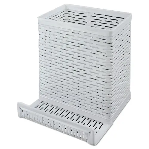 Artistic® Urban Collection Punched Metal Pencil Cup/Cell Phone Stand, White