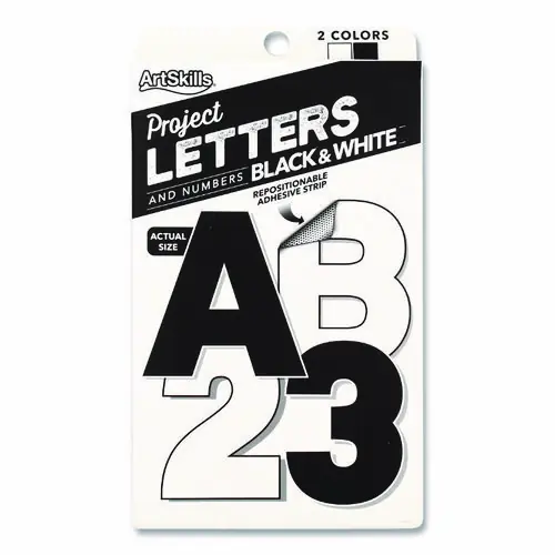 ArtSkills® Black and White Poster Letters and Numbers, 10" Tall, Assorted Character Colors, 310/Pack