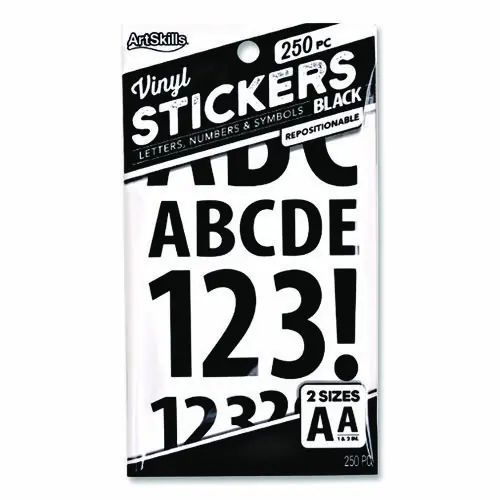 ArtSkills® Poster and Bulletin Board Vinyl Letters and Numbers, Black, 250/Pack