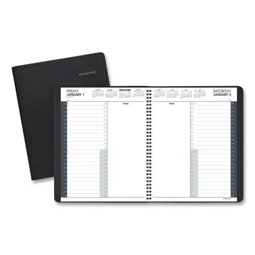 AT-A-GLANCE® 24-Hour Daily Appointment Book, Black Cover, 2025, 11 x 8.5 Inch, 12-Month (Jan to Dec)