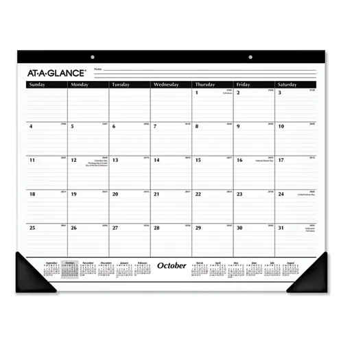 AT-A-GLANCE® Academic Year Ruled Desk Pad, 21.75 x 17, White Sheets, Black Binding, Black Corners, 16-Month (Sept to Dec): 2024 to 2025