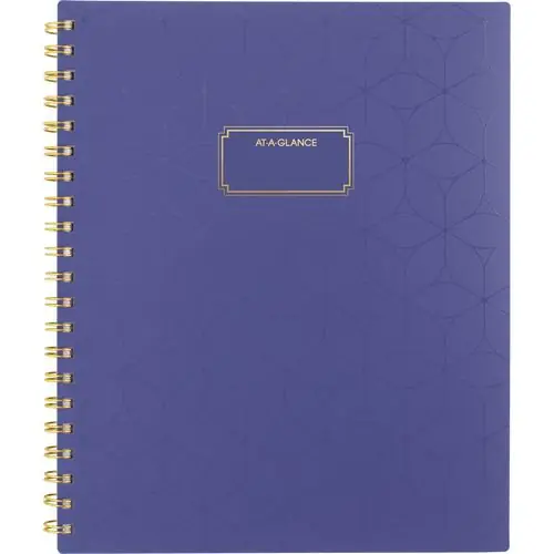 AT-A-GLANCE® Badge Geo Weekly/Monthly Planner, 11 x 9.25, Purple/Gold Cover, 13-Month (Jan to Jan): 2025 to 2026