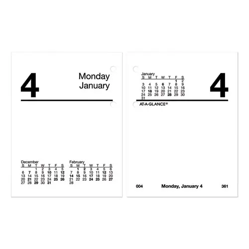 AT-A-GLANCE® Compact Desk Calendar Refill, 3 x 3.75, White Sheets, 12-Month (Jan to Dec): 2025