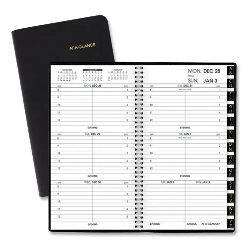 AT-A-GLANCE® Compact Weekly Appointment Book, 6.25 x 3.25, Black Cover, 12-Month (Jan to Dec): 2025