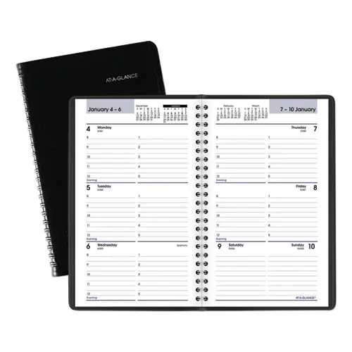 AT-A-GLANCE® DayMinder Block Format Weekly Appointment Book, 8.5 x 5.5, Black Cover, 12-Month (Jan to Dec): 2025