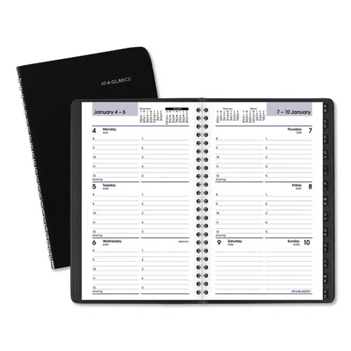 AT-A-GLANCE® DayMinder Block Format Weekly Appointment Book, Tabbed Telephone/Add Section, 8.5 x 5.5, Black, 12-Month (Jan to Dec): 2025