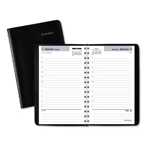 AT-A-GLANCE® DayMinder Daily Appointment Book, 2025, Black Cover, 8 x 5