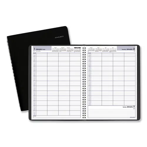 AT-A-GLANCE® DayMinder Four-Person Group Daily Appointment Book, 2025, 11" x 8", Black Cover, 12-Month (Jan-Dec)