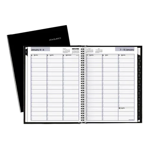 AT-A-GLANCE® DayMinder Hardcover Weekly Vertical-Column Format Appointment Book, 2025, Black, 11 x 8, 12-Month (Jan to Dec)
