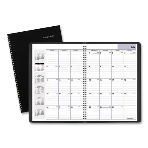AT-A-GLANCE® DayMinder Monthly Planner, Academic Year, Ruled Blocks, 14-Month, Black Cover, 12" x 8", July 2024 - August 2025