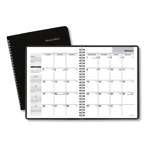 AT-A-GLANCE® DayMinder Monthly Planner with Notes Column, Ruled Blocks, 8.75 x 7, Black Cover, 12-Month (Jan to Dec): 2025