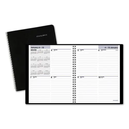 AT-A-GLANCE® DayMinder Open-Schedule Weekly Appointment Book, Black Cover, 2025, 12-Month, 8.75" x 7"