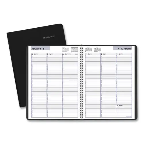 AT-A-GLANCE® DayMinder Weekly Appointment Book, Vertical-Column Format, Black Cover, 12-Month (Jan to Dec) 2025