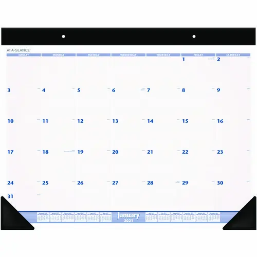 AT-A-GLANCE® Desk Pad, 24 x 19, White Sheets, Black Binding, Black Corners, 12-Month (Jan to Dec): 2025