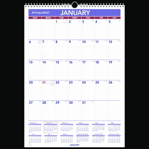 AT-A-GLANCE® Erasable Wall Calendar, 12 x 17, White Sheets, 12-Month (Jan to Dec): 2025