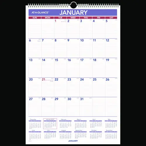 AT-A-GLANCE® Erasable Wall Calendar, 15.5 x 22.75, White Sheets, 12-Month (Jan to Dec): 2025