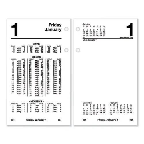AT-A-GLANCE® Financial Desk Calendar Refill, 3.5 x 6, White Sheets, 12-Month (Jan to Dec): 2025