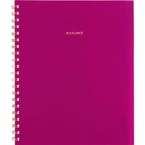 AT-A-GLANCE® Harmony Weekly/Monthly Poly Planner, Weekly: Vertical Format, 11 x 9.38, Purple/Gold Cover, 13-Month (Jan to Jan): 2025-2026