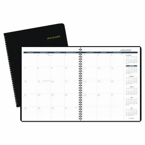 AT-A-GLANCE® Monthly Planner, 11 x 9, Black Cover, 15-Month: Jan 2025 to Mar 2026