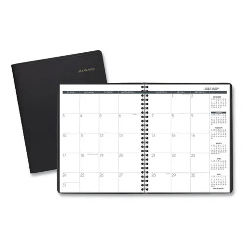AT-A-GLANCE® Monthly Planner, 8.75 x 7, Black Cover, 12-Month (Jan to Dec): 2025