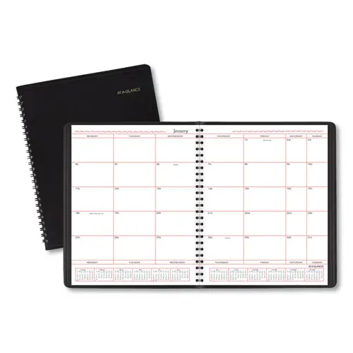 AT-A-GLANCE® Monthly Planner, Business Week Format, Black Cover, 10 x 8, 12-Month (Jan to Dec), 2025