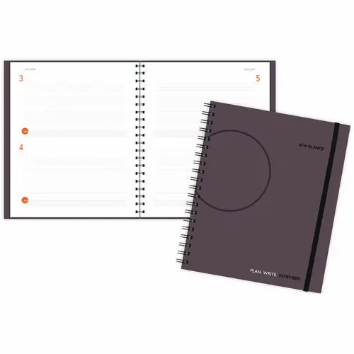 AT-A-GLANCE® Plan. Write. Remember. Planning Notebook, Two Days Per Page, 11 x 8.38, Gray Cover, Undated