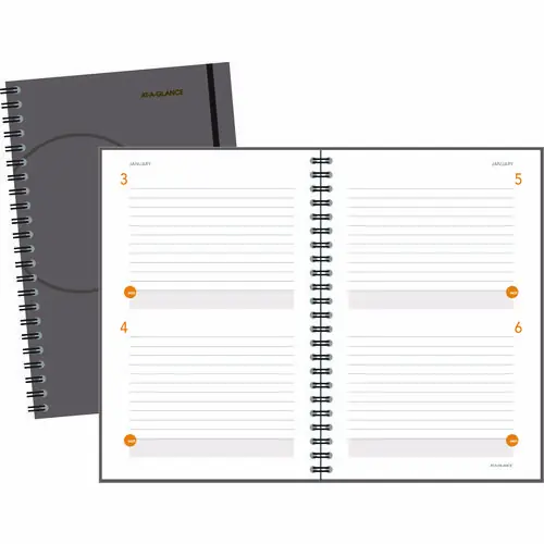 AT-A-GLANCE® Plan. Write. Remember. Planning Notebook, Two Days Per Page, Undated, 9 x 6, Gray Cover