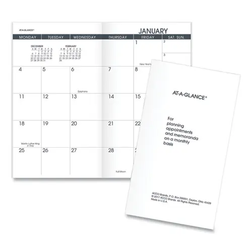AT-A-GLANCE® Pocket Size Monthly Planner Refill, 12-Month (Jan to Dec), 2025, 6 x 3.5, White Sheets