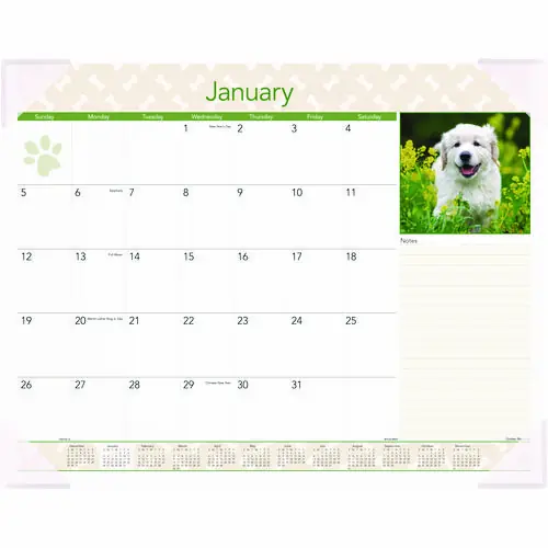 AT-A-GLANCE® Puppies Monthly Desk Pad Calendar, 12-Month, 22 x 17, 2025