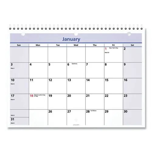 AT-A-GLANCE® QuickNotes Desk/Wall Calendar, 3-Hole Punched, 11 x 8, White/Blue/Yellow Sheets, 12-Month (Jan to Dec): 2025