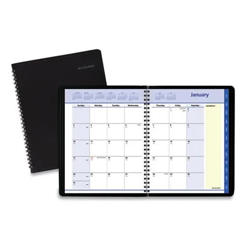 AT-A-GLANCE® QuickNotes Monthly Planner, 8.75 x 7, Black Cover, 12-Month (Jan to Dec): 2025