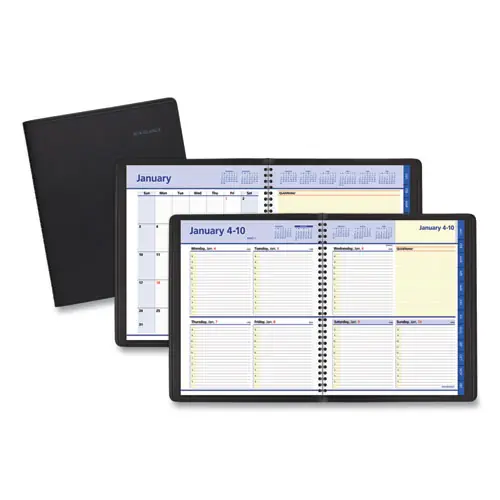 AT-A-GLANCE® QuickNotes Weekly Block Format Appointment Book, 10 x 8, Black Cover, 12-Month (Jan to Dec): 2025