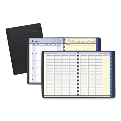 AT-A-GLANCE® QuickNotes Weekly Vertical-Column Format Appointment Book, 11 x 8.25, Black Cover, 12-Month (Jan to Dec): 2025