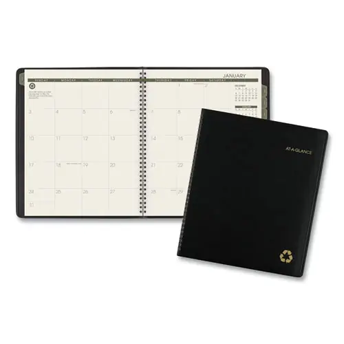 AT-A-GLANCE® Recycled Monthly Planner, 11 x 9, Black Cover, 13-Month: Jan 2025 to Jan 2026