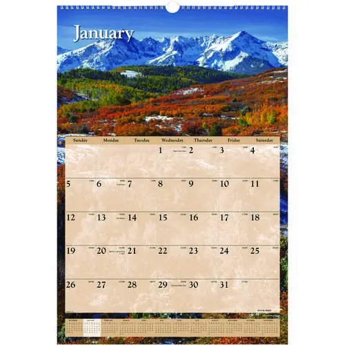 AT-A-GLANCE® Scenic Monthly Wall Calendar, Landscape Photography, 15.5 x 22.75, White/Multicolor Sheets, 12-Month (Jan-Dec): 2025