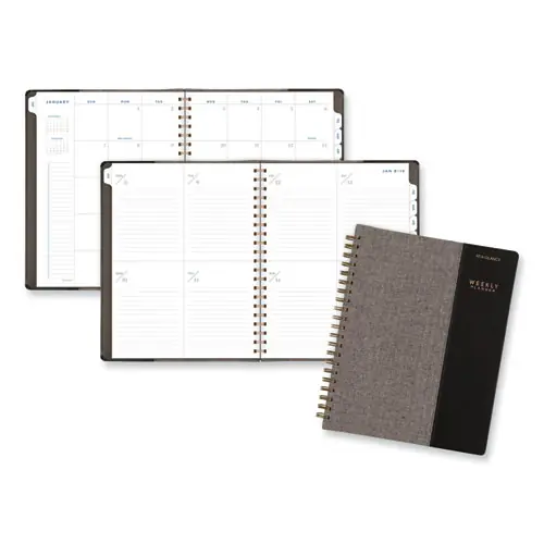 AT-A-GLANCE® Signature Collection Black/Gray Felt Weekly/Monthly Planner, 13-Month, Jan 2025 to Jan 2026, 11.25" x 9.5"