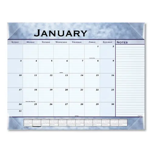 AT-A-GLANCE® Slate Blue Desk Pad, 22 x 17, Blue Sheets, Clear Corners, 12-Month (Jan to Dec): 2025