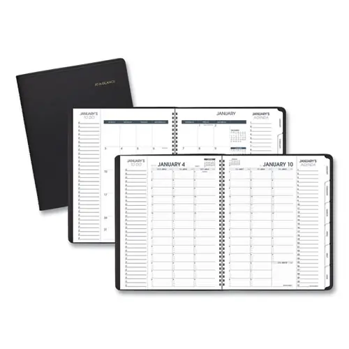 AT-A-GLANCE® Triple View Weekly Vertical-Column Format Appointment Book, 11 x 8.25, Black Cover, 12-Month (Jan to Dec): 2025