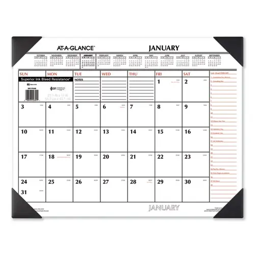 AT-A-GLANCE® Two-Color Monthly Desk Pad Calendar, 22 x 17, White Sheets, Black Corners, 12-Month (Jan to Dec): 2025