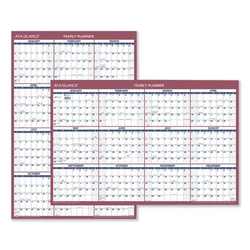 AT-A-GLANCE® Vertical/Horizontal Wall Calendar, 12-Month, 2025, 24" x 36", White/Blue/Red